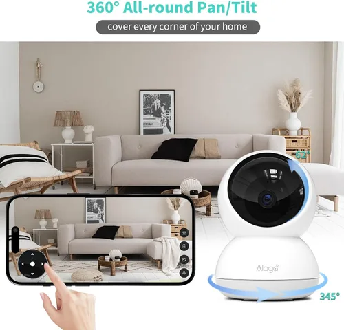Miniatura 5 de Alaga Cámara de seguridad para interiores, WiFi 3K 5G y 2.4G, panorámica/inclinación de 360°, IA humana/mascota/movimiento