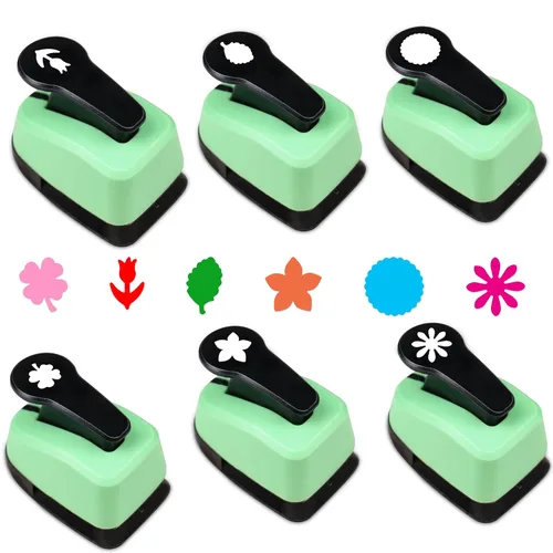 FlowerPunch - Juego de 6 perforadores de papel de 0.6 pulgadas para álbumes de recortes, perforador con forma de perforador para manualidades,