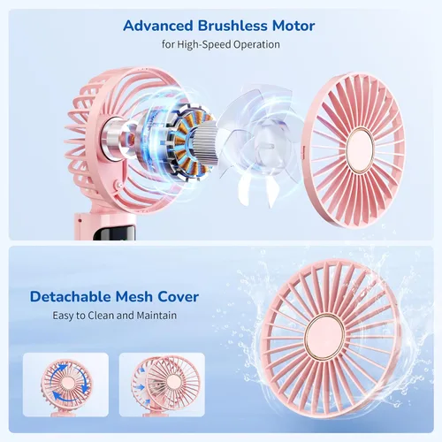 Miniatura 3 de Ventilador de mano portátil, mini ventilador personal plegable recargable por USB, 5200 mAh, 180 ajustables, viento de 6 velocidades, ventilador