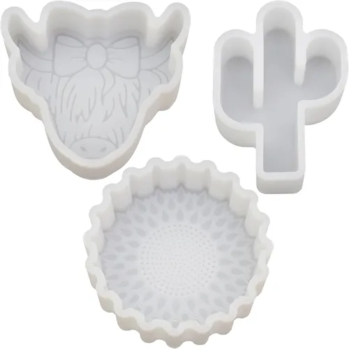 YILIN Juego de 3 moldes para ventilación de automóvil, cactus de girasol pequeño y vaca de las tierras altas para principiantes de automóvil,