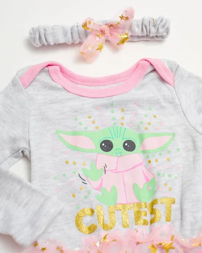 Miniatura 2 de STAR WARS Baby Yoda - Body de manga larga para bebé recién nacida con tutú y diadema
