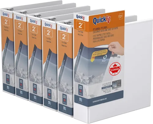 Miniatura 12 de QuickFit Carpeta de 3 anillas para la escuela u oficina, anillo D, color blanco, paquete de 6, 1 pulgada