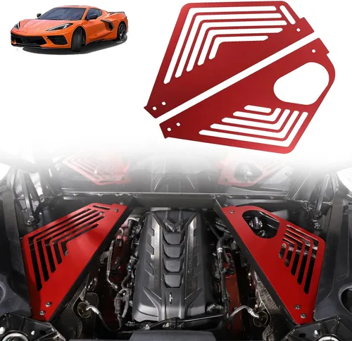 Miniatura 9 de Sekhyna Cubierta de panel de bahía del motor compatible con Chevrolet Corvette C8 Stingray 2020-2024 aleación de aluminio 2 piezas compartimento