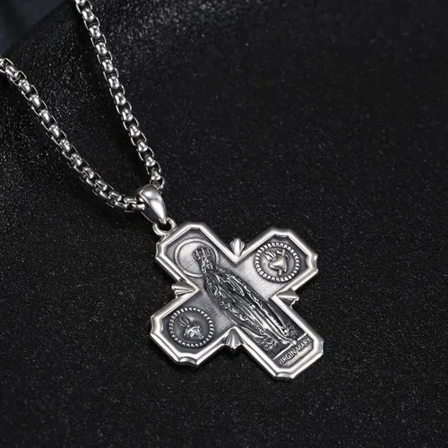 Miniatura 149 de Collar de plata de ley 925 con medalla de San Patrón, colgante de protección católica, amuleto, joyería religiosa para hombres y mujeres