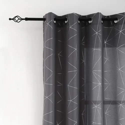 Miniatura 32 de Taisier Home Paneles de Cortinas de Ventana de Lino Dorado con Ojales Estampado de Lámina de Azulejos Geométricos Marroquíes Metálicos Cortinas
