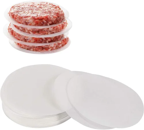 Miniatura 8 de Hamburger Patty - Papel redondo de 4.5 pulgadas, juego de 200, hojas de papel antiadherente para prensa de hamburguesas, serperado de hamburguesa