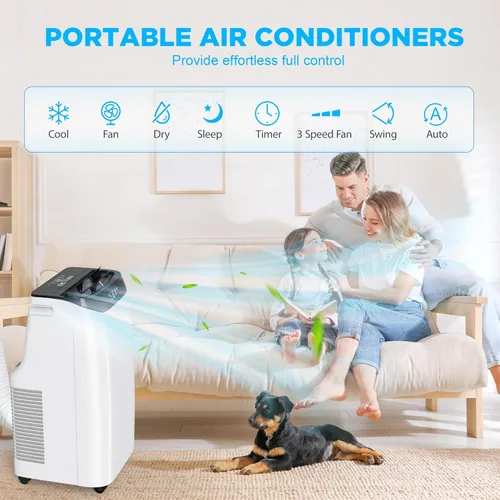 Miniatura 4 de Aire acondicionado portátil de 12,000 BTU que enfría hasta 500 pies cuadrados, unidad de CA portátil 3 en 1 de eficiencia energética con control