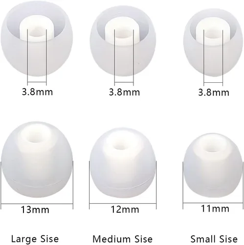 Miniatura 3 de Puntas de repuesto para auriculares, puntas de silicona para los oídos, aptos para agujeros interiores de 0.150 in a 0.201 in, 9 pares S/M/L blanco