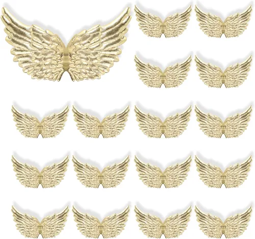 16 alas de ángel con purpurina para manualidades, adornos, parches, decoración de árbol de Navidad, colgante, colgante vintage chic para decoración