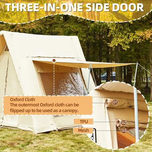 Miniatura 5 de Carpas inflables de 15.7 x 11.8 pies para camping, 8-12 personas 2 habitaciones con tragaluz de TPU, pantalla de película, puerto de aire
