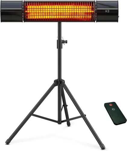 Outdoot Calentador eléctrico, calentador eléctrico de patio para uso en exteriores/interiores, montado en la pared o trípode, calentador infrarrojo