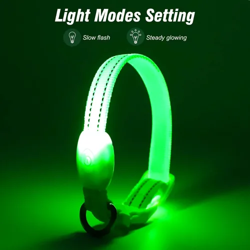 Miniatura 2 de Collares de perro con luz Visinite para perros pequeños, collar de perro LED recargable, collar de perro iluminado totalmente ajustable, collares