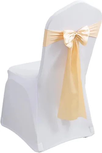 Miniatura 17 de Paquete de 100 bandas de elastano para silla, lazos de satén de color azul para bodas, eventos, banquetes, hoteles, hogar y cocina, 100