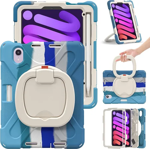 Miniatura 19 de Funda para iPad Air de 3ª generación – Funda resistente para niños con soporte giratorio, soporte para lápices y correa de transporte para iPad