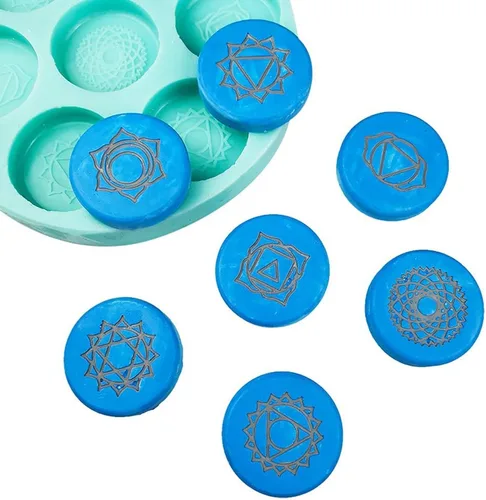 Miniatura 5 de Molde de resina epoxi Molde de silicona redondo de siete chakras, herramientas de manualidades, moldes de resina de silicona