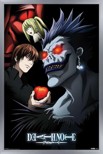 Miniatura 10 de Trends International Death Note - Póster de pared de grupo, 14.725 x 22.375 pulgadas, versión enmarcada de madera de granero