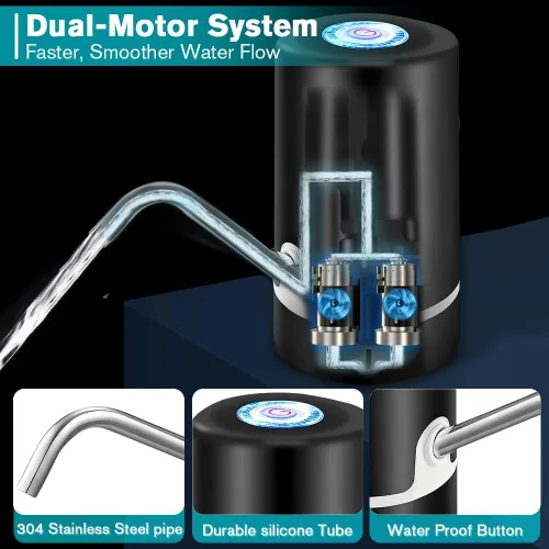 Miniatura 3 de Dispensador de agua para botella de 5 galones, bomba de botella de agua portátil con carga USB, interruptor automático, dispensador de agua portátil