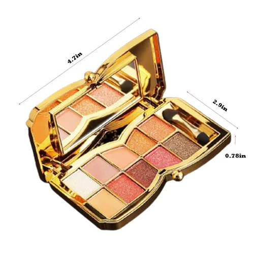 Miniatura 7 de Paleta de sombras de ojos doradas brillantes – 10 colores brillantes sombra de ojos purpurina altamente pigmentada, de larga duración, impermeable
