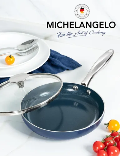 Miniatura 7 de MICHELANGELO - Sartén pequeña para freír - Sartén antiadherente de 8 pulgadas con tapa, sartén de tortilla no tóxica con mango de acero inoxidable