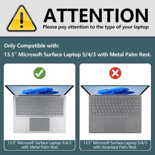 Miniatura 2 de TWOLSKOO Funda para portátil Microsoft Surface de 13.5" 5/4/3 con reposamanos de metal modelo 1951/1868, carcasa rígida de plástico protector