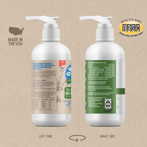 Miniatura 3 de Grizzly Pet Products Algal Plus Omega 3-6-9 Suplemento alimenticio para perros y gatos, botella de 8 onzas