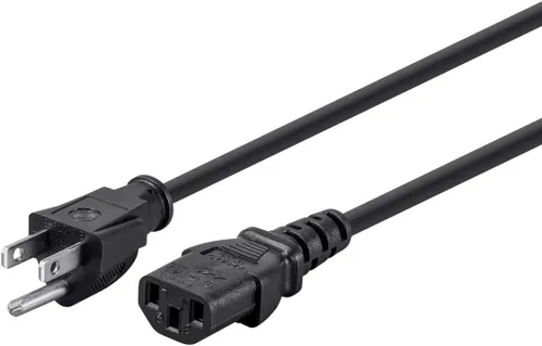 Miniatura 7 de Monoprice Cable de alimentación NEMA 5-15P a IEC 60320 C13, 18AWG, 10A/1250W, 125V, 3 clavijas, 1 pie, negro, paquete de 6
