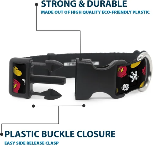 Miniatura 4 de Buckle-Down Collar de perro con clip de plástico para disfraz de Mickey Mouse, elementos dispersos negros