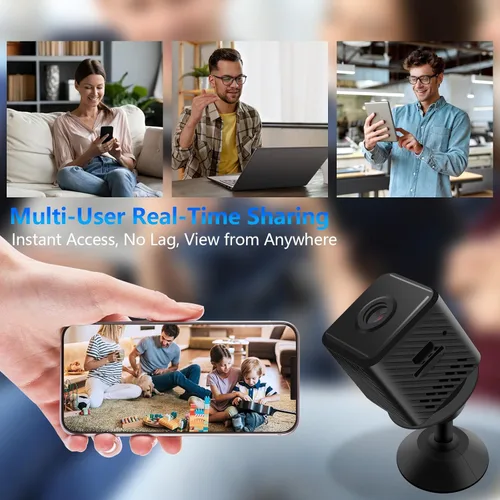 Miniatura 7 de Mini cámara de seguridad, cámara pequeña inalámbrica HD de 1080P, cámara de niñera WiFi para interiores con detección de movimiento y visión