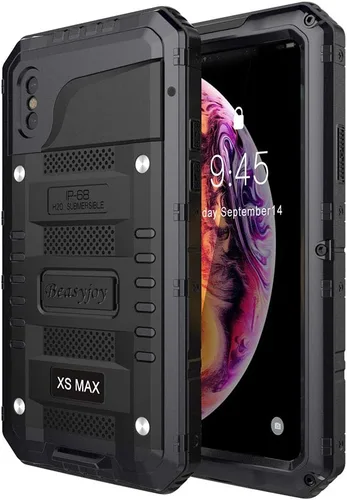 Miniatura 34 de Beasyjoy - Funda impermeable para iPhone 13 Pro, carcasa de metal con protector de pantalla integrado, carcasa protectora de cuerpo completo de Negro