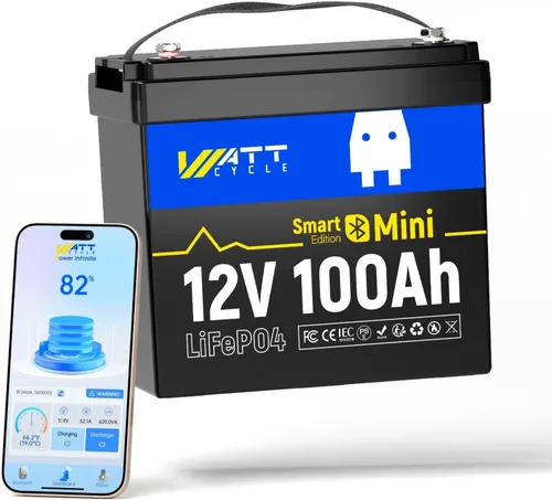 Miniatura 13 de WattCycle Batería de Ciclo Profundo LiFePO4 de 12V 100Ah - Grupo BCI 24, 15000 Ciclos, BMS 100A, Protección -4℉ para RV Boondocking, Carrito