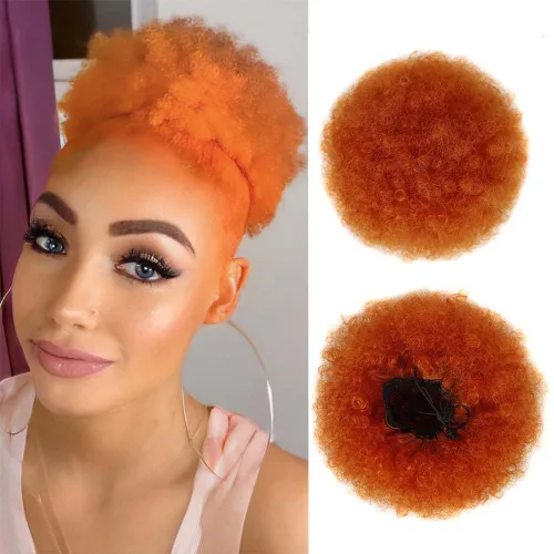 Miniatura 6 de Extensión de cabello de cola de caballo afro azul con cordón para mujeres negras, cola de caballo afro corta sintética para cabello natural, clip