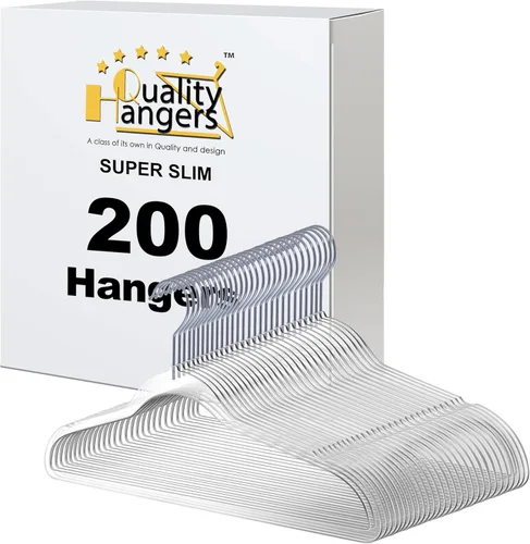 Miniatura 9 de Quality Hangers Perchas de plástico transparente para ropa, paquete de 10 unidades, 16.5 pulgadas, perchas resistentes para ahorrar espacio