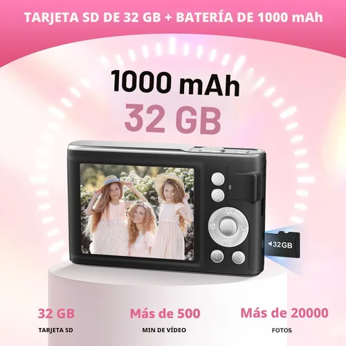 Miniatura 5 de Cámara digital, 48MP FHD 1080P cámara de apuntar y disparar con zoom de 16x, cámara portátil compacta antivibración para fotografía con tarjeta