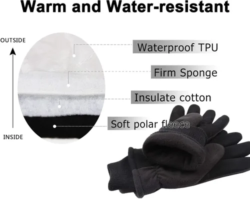 Miniatura 2 de OZERO Guantes de invierno -30 F de piel de ciervo a prueba de frío de piel de ciervo aislados, resistentes al agua, guantes térmicos para conducir
