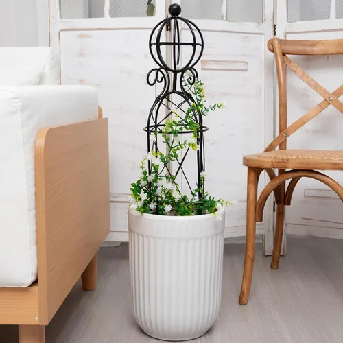 Miniatura 4 de Enrejado de obelisco de jardín para plantas trepadoras, 27.1 x 7.8 pulgadas, diseño de metal duradero, a prueba de óxido, ideal