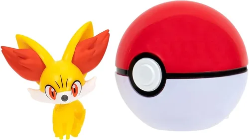 Pokémon PKW3132 - Bolas de Poké Clip 'n' Go - Fynx & Pokéball, Pokéball oficial con figura de 5 cm