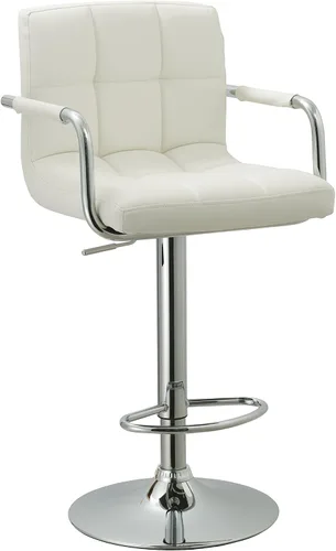 Miniatura 13 de AC Pacific Taburete de cocina giratorio ajustable contemporáneo con cojín y reposabrazos, 24-33 pulgadas, blanco ACBS15 Daisy White Square