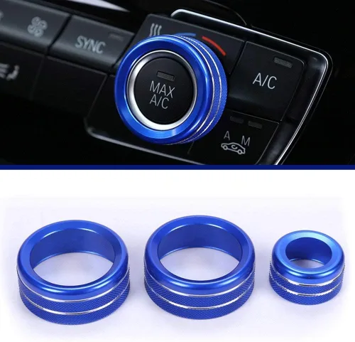 YIWANG Aleación de aluminio car styling aire acondicionado Perillas de audio Circle Trim 3 unids para BMW 1 2 3 4 Series F30 F34 F46 GT X1 F47 F48