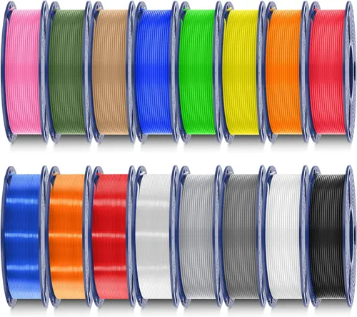 SUNLU - Filamentos de ácido poliláctico, multicolor, 0.06 pulgadas, empacados al vacío individualmente, carretes de 0.55 libras, 8.81 libras en
