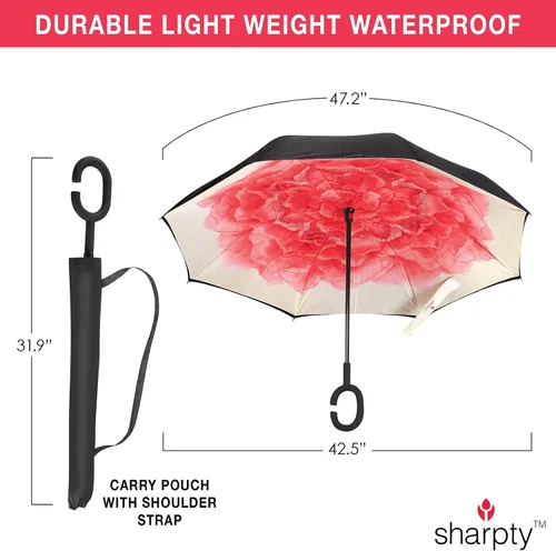 Miniatura 3 de Sharpty - Paraguas invertido, resistente al viento para mujer con protección UV, con mango en forma de C