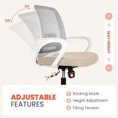 Miniatura 5 de Silla de Oficina NEO Chair Silla de Computadora Ergonómica de Malla con Soporte Lumbar Altura Ajustable Ruedas Giratorias Rodantes Cómoda Silla