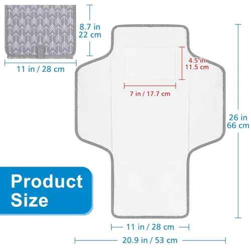 Miniatura 6 de Accmor Cambiador de pañales portátil, cambiador de bebé impermeable, almohadillas de cambio de pañales plegables para bebé Arrow