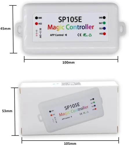 Miniatura 7 de Paquete de 2 controladores LED SP105E, controlador Bluetooth LED Ws2812b para Ws2811 SK6812 APA102 luces IC inteligentes, DC5-24V controlador