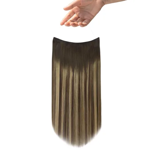 Miniatura 129 de Easyouth Extensión de cabello humano rubio con cola de caballo, extensiones de cabello humano rubio dorado con reflejos rubios, extensiones