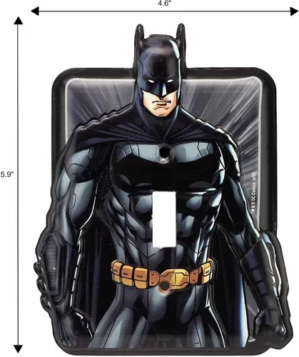 Miniatura 6 de DC Comics - Placa de interruptor de pared de metal en relieve de Batman de la Liga de la Justicia, decoración de placa de interruptor de Batman