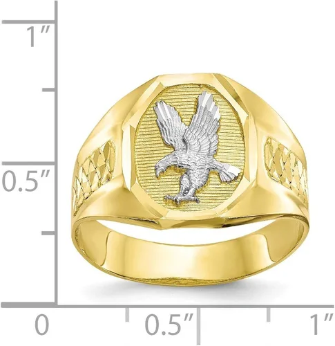 Miniatura 3 de Anillo de oro amarillo sólido de 10 quilates de dos tonos, para hombre