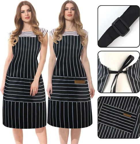 Miniatura 4 de Taidven Paquete de 2 Delantales - Unisex, Delantal Ajustable con Babero para Cocina, Delantal de Cocina, Delantales para Hombres y Mujeres