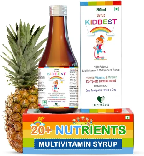 Jarabe Multivitamínico Kidbest para Niños de 3-13 Años – Fórmula Líquida con 20 Nutrientes para el Apetito, Inmunidad y Crecimiento – Vitaminas