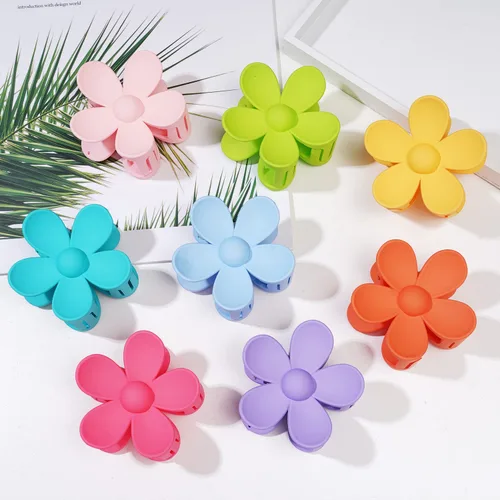 Miniatura 4 de Pinzas para el pelo de flores, 8 unidades, lindas pinzas para el cabello, pinzas para el cabello mate, pinzas de garra grande, sujeción fuerte