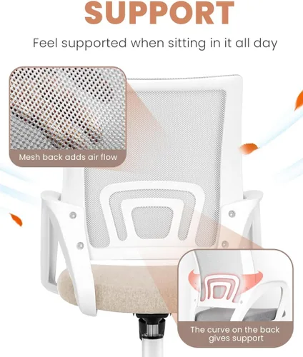 Miniatura 5 de NEO CHAIR Silla de escritorio de oficina para computadora, ergonómica de malla para juegos, asiento trasero medio con cómodo soporte lumbar, altura